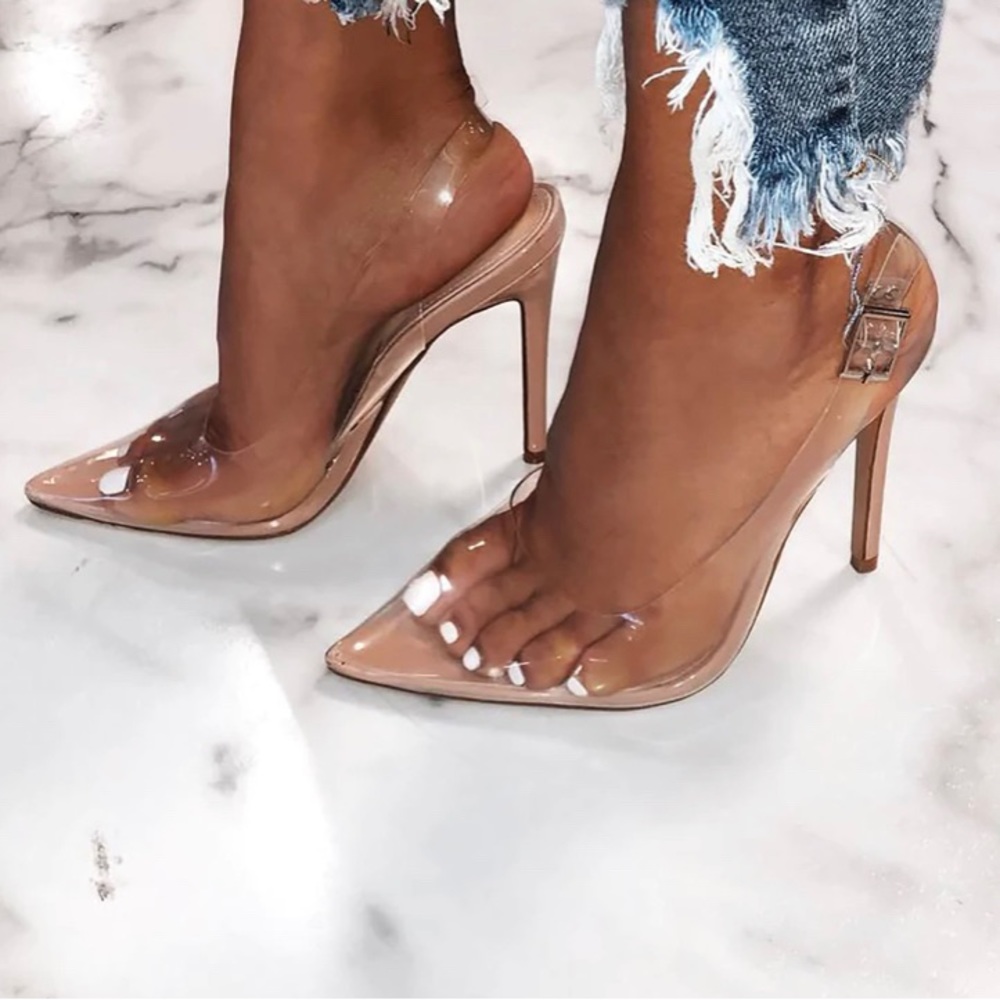 Slingshot clear heels. Heel height 4-4.5 inches